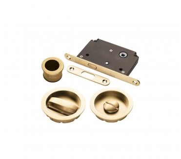 Manital ART55B Sliding Pocket Door Bathroom Lock - Satin Brass
