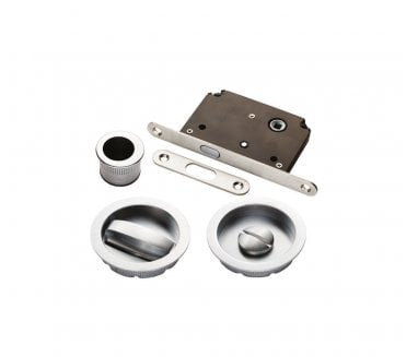 Manital ART55B Sliding Pocket Door Bathroom Lock - Satin Chrome