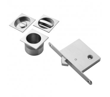 Manital ART55B Sliding Pocket Door Bathroom Lock (Square) - Polished Chrome