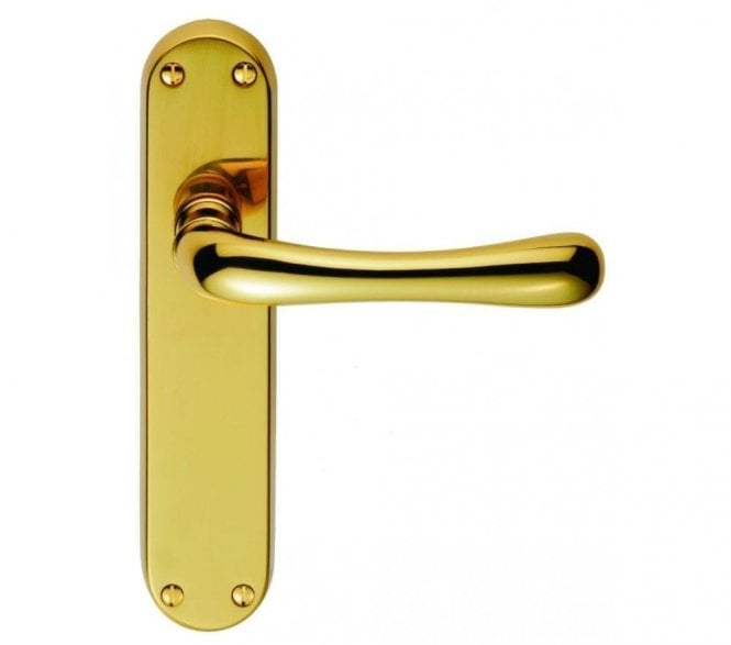 Manital EL Ibra Door Handles On Backplate - Polished Brass