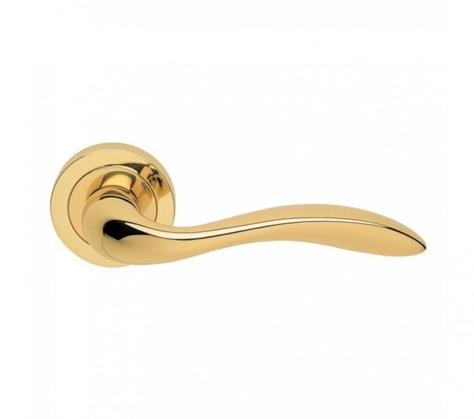Manital GI5 Giava Door Handle On Rose - Polished Brass