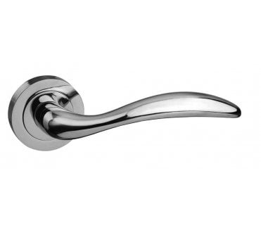 Mediterranean Ancon Lever Handle On Rose - Polished Chrome