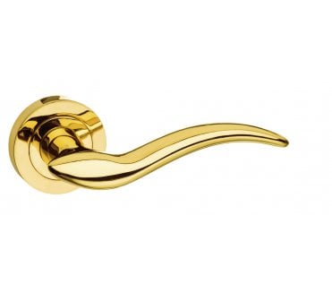 Mediterranean Barcelona Lever Handle On Rose - Polished Brass