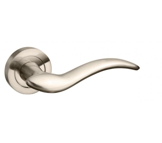 Mediterranean Barcelona Lever Handle On Rose - Satin Nickel