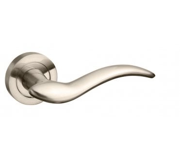 Mediterranean Barcelona Lever Handle On Rose - Satin Nickel