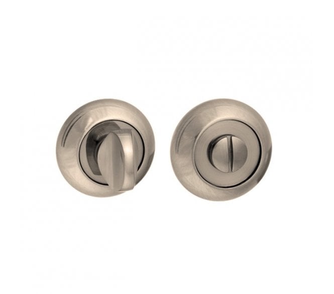 Mediterranean Bathroom Bathroom Turn & Release on 'C' Round  Rose - Satin Nickel
