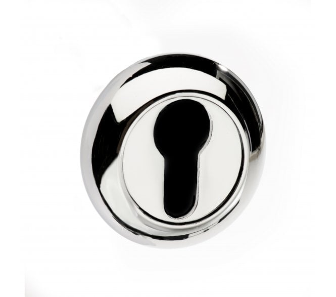 Mediterranean Euro Profile Escutcheons on 'C' Round Rose - Polished Chrome (Pair)