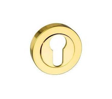 Mediterranean Euro Profile Escutcheons  - Polished Brass (Pair)