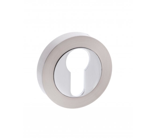 Mediterranean Euro Profile Escutcheons  - Polished Chrome/Satin Nickel (Pair)