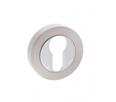 Mediterranean Euro Profile Escutcheons  - Polished Chrome/Satin Nickel (Pair)
