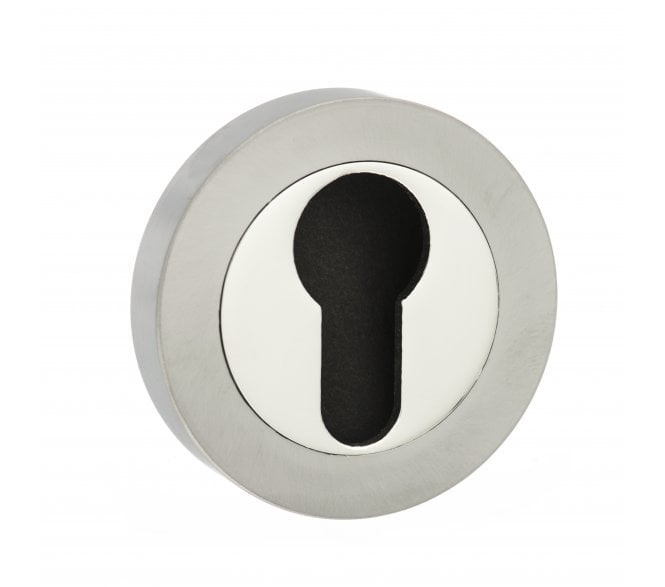 Mediterranean Euro Profile Escutcheons  - Satin Nickel/Polished Nickel (Pair)