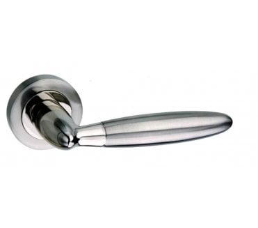 Mediterranean Gibraltar Lever Handle On Rose - Satin Nickel/Polished Nickel