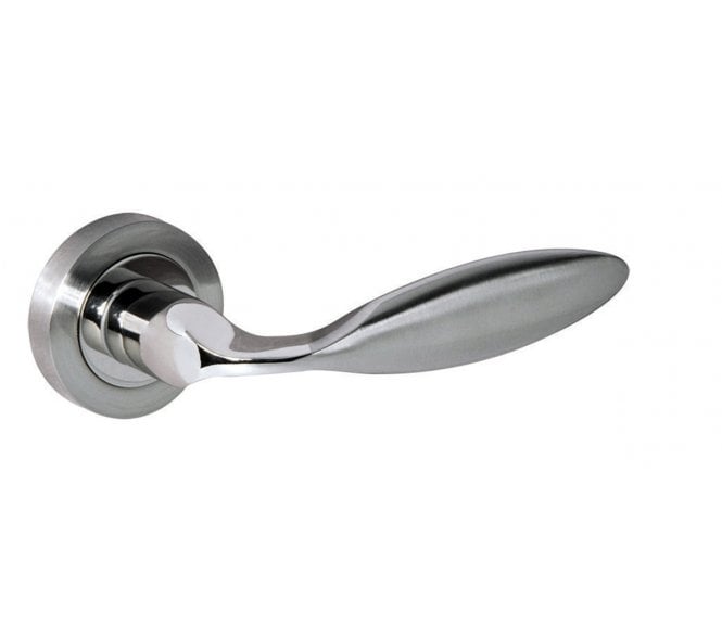 Mediterranean Ibiza Lever Handle On Rose - Satin Nickel/Polished Nickel