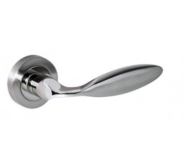 Mediterranean Ibiza Lever Handle On Rose - Satin Nickel/Polished Nickel
