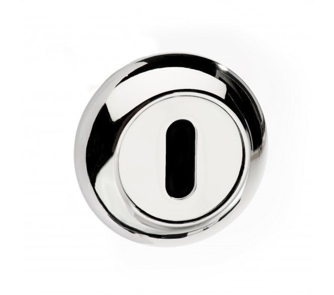Mediterranean Keyhole Escutcheons on 'C' Round  Rose - Polished Chrome (Pair)