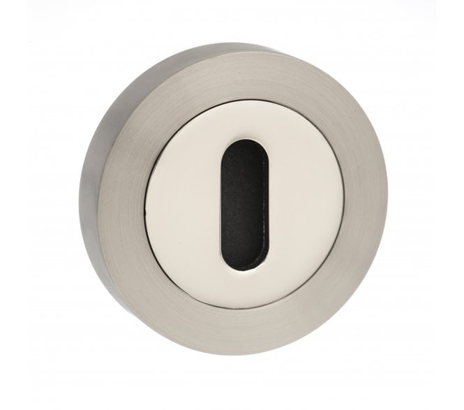 Mediterranean Keyhole Escutcheons  - Satin Nickel/Polished Nickel (Pair)