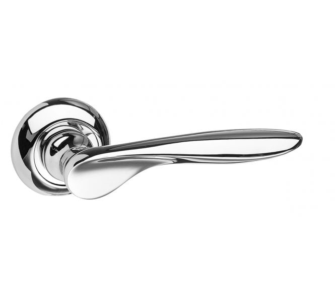 Mediterranean Malta Lever Handle On Rose - Polished Chrome