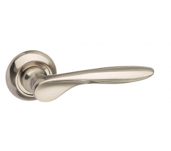 Mediterranean Malta Lever Handle On Rose - Satin Nickel
