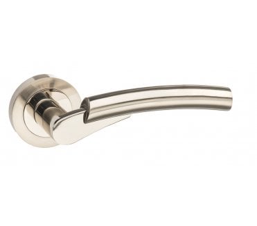 Mediterranean Messina Lever Handle On Rose - Satin Nickel/Polished Nickel