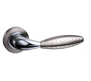 Mediterranean Oran Lever Handle On Rose - Satin Nickel/Polished Chrome