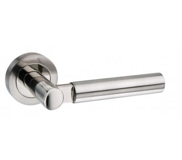 Mediterranean Palermo Lever Handle On Rose - Satin Nickel/Polished Nickel