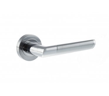 Mediterranean Santorini Lever Handle On Rose - Satin Chrome/Polished Chrome