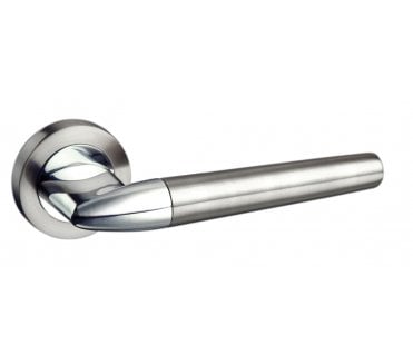 Mediterranean Toulon Lever Handle On Rose - Satin Nickel/Polished Chrome