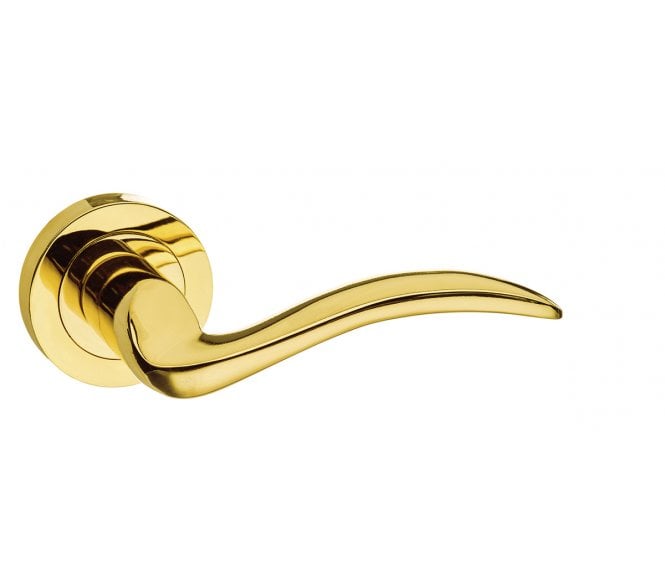 Mediterranean Valencia Lever Handle On Rose - Polished Brass