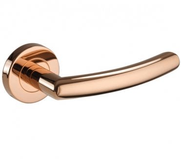 Mercury Curved Mitred Handle On Rose - Polished Copper