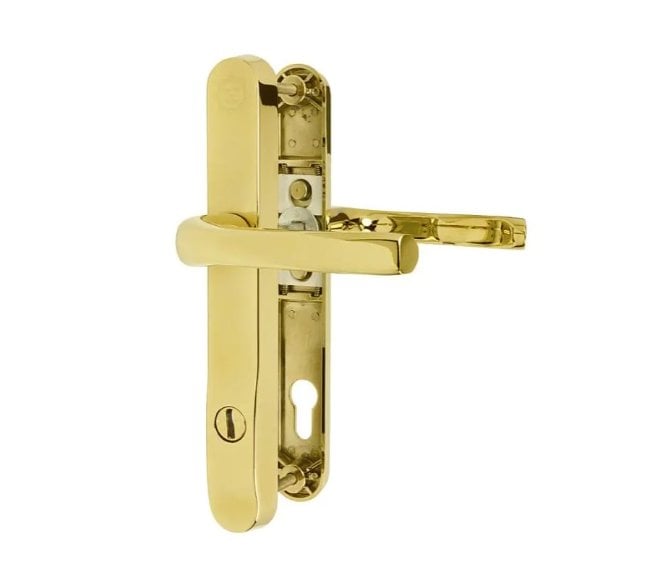 Mila Pro Secure PAS24 2-Star Multipoint Lock Handles 240mm - Polished Gold