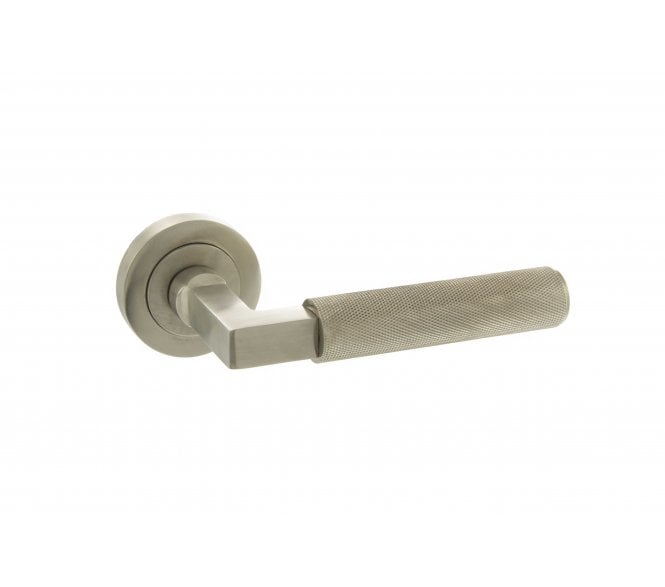 Millhouse Brass Cartwright Designer Knurled Lever on Round Rose - Satin Nickel