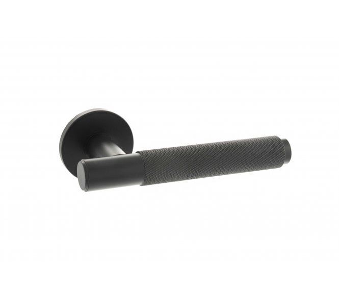 Millhouse Brass Crompton Designer Lever on 5mm Slimline Round Rose - Matt Black