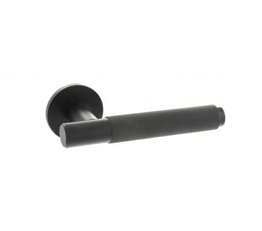 Millhouse Brass Crompton Designer Lever on 5mm Slimline Round Rose - Matt Black