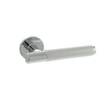 Millhouse Brass Crompton Designer Lever on 5mm Slimline Round Rose - Polished Chrome