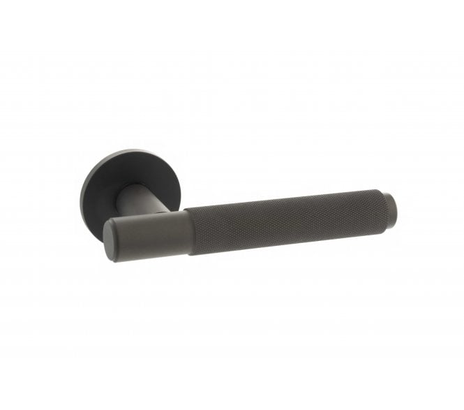 Millhouse Brass Crompton Designer Lever on 5mm Slimline Round Rose - Urban Dark Bronze