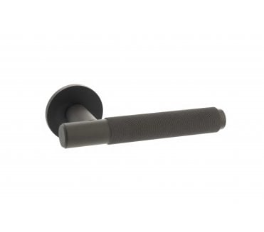 Millhouse Brass Crompton Designer Lever on 5mm Slimline Round Rose - Urban Dark Bronze