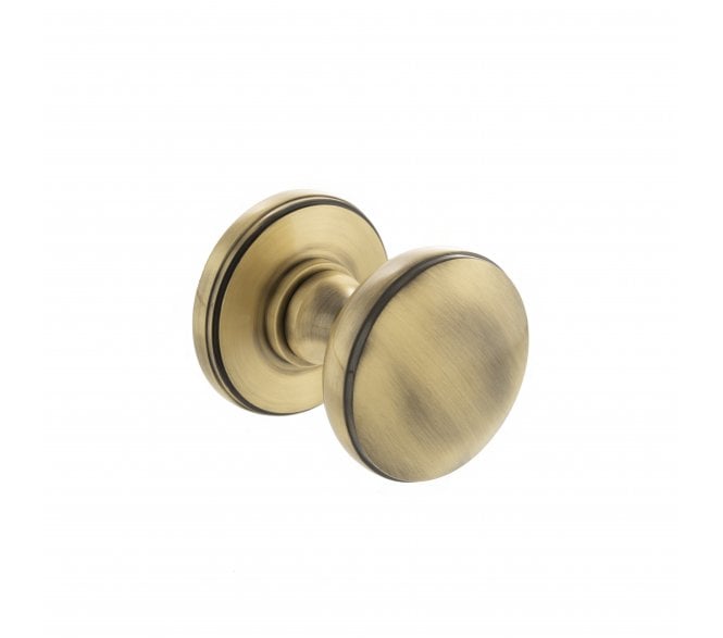 Millhouse Brass Edison Domed Mortice Knob on Concealed Fix Rose - Antique Brass