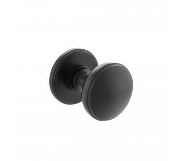 Millhouse Brass Edison Domed Mortice Knob on Concealed Fix Rose - Matt Black