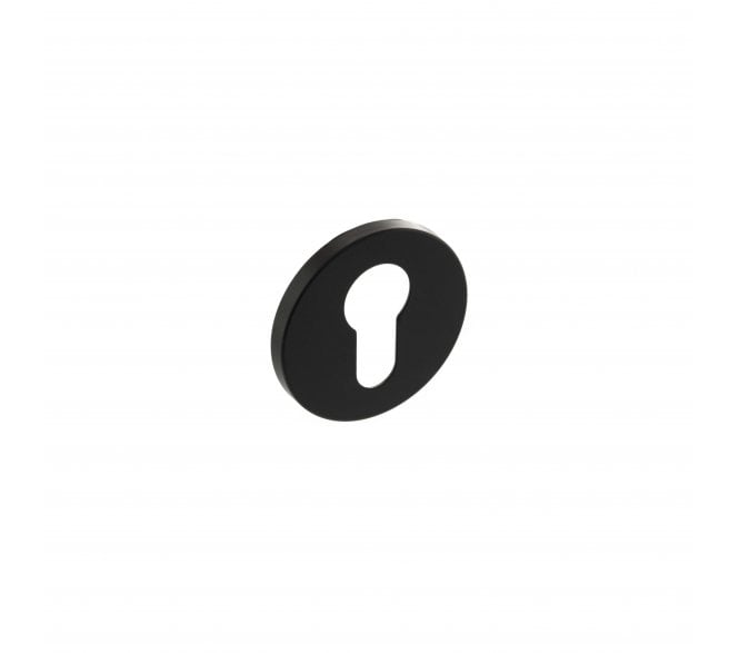 Millhouse Brass Euro Escutcheon on 5mm Slimline Round Rose - Matt Black (Pair)