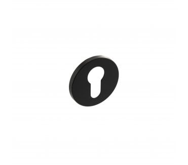 Millhouse Brass Euro Escutcheon on 5mm Slimline Round Rose - Matt Black (Pair)