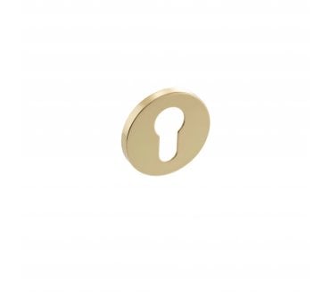 Millhouse Brass Euro Escutcheon on 5mm Slimline Round Rose - Polished Brass (Pair)