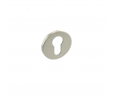 Millhouse Brass Euro Escutcheon on 5mm Slimline Round Rose - Polished Nickel (Pair)