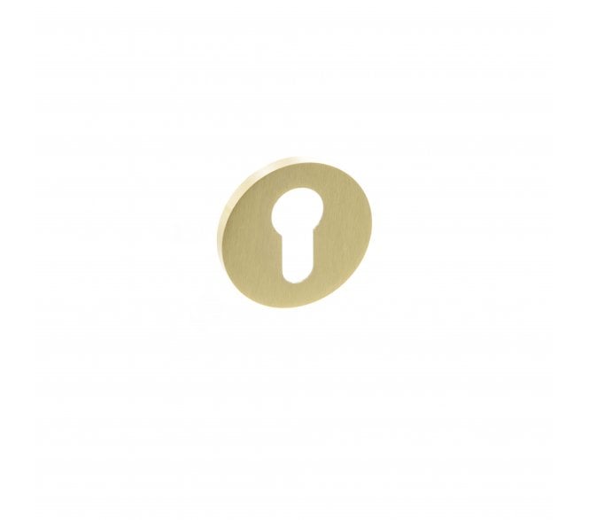 Millhouse Brass Euro Escutcheon on 5mm Slimline Round Rose - Satin Brass (Pair)