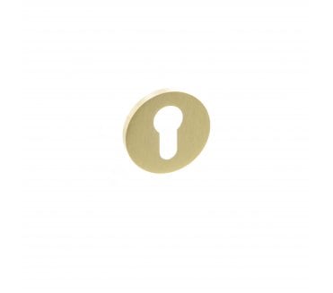 Millhouse Brass Euro Escutcheon on 5mm Slimline Round Rose - Satin Brass (Pair)