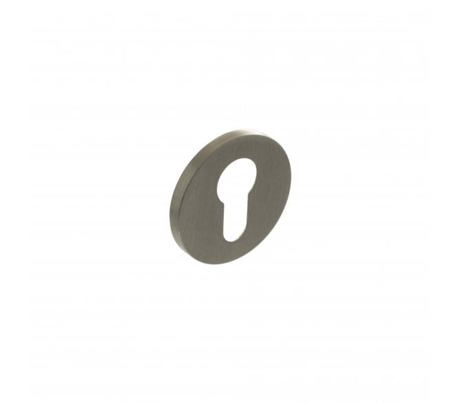 Millhouse Brass Euro Escutcheon on 5mm Slimline Round Rose - Satin Nickel (Pair)