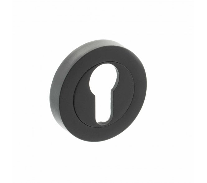 Millhouse Brass Euro Escutcheon on Round Rose - Matt Black (Pair)