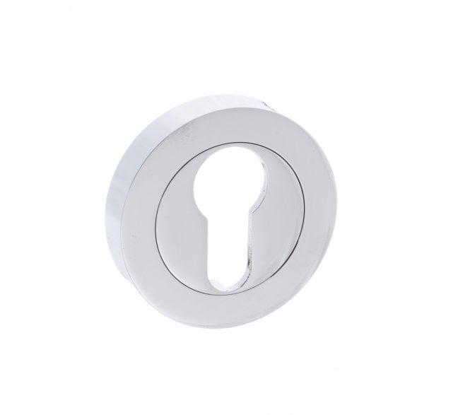 Millhouse Brass Euro Escutcheon on Round Rose - Polished Chrome (Pair)