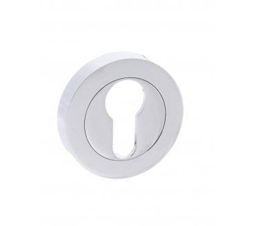 Millhouse Brass Euro Escutcheon on Round Rose - Polished Chrome (Pair)