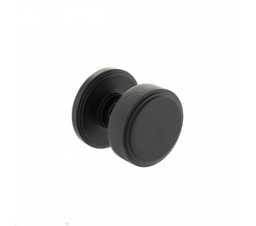 Millhouse Brass Harrison Knurled Mortice Knob on Concealed Fix Rose - Matt Black