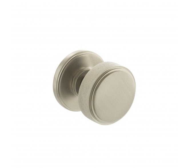 Millhouse Brass Harrison Knurled Mortice Knob on Concealed Fix Rose - Satin Nickel